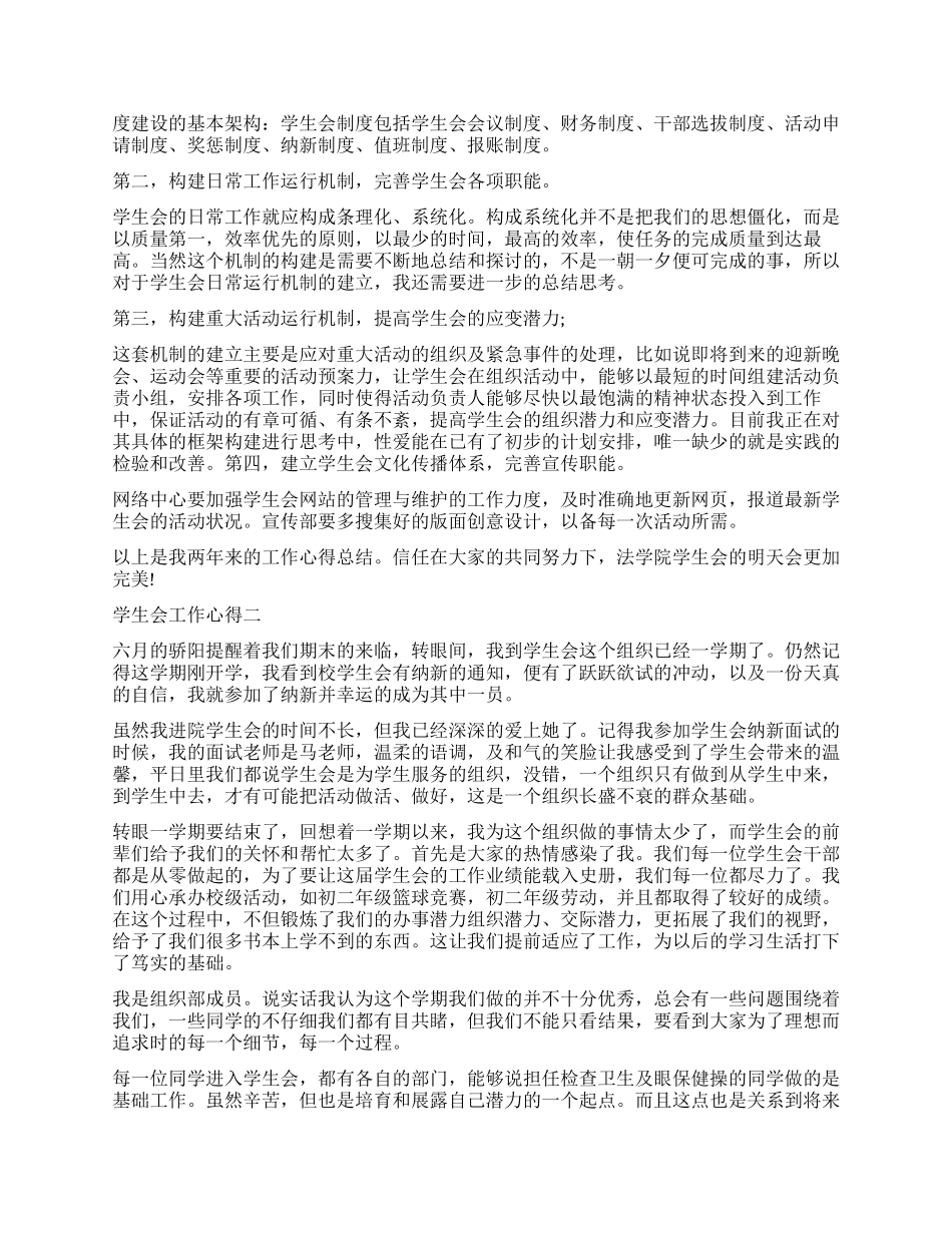 关于学生会工作心得8篇_第2页