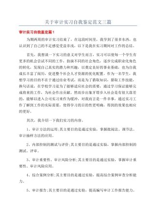 关于审计实习自我鉴定范文三篇