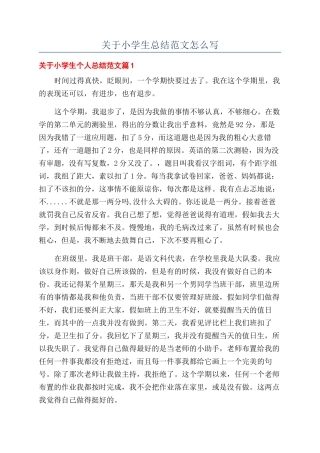 关于小学生总结范文怎么写