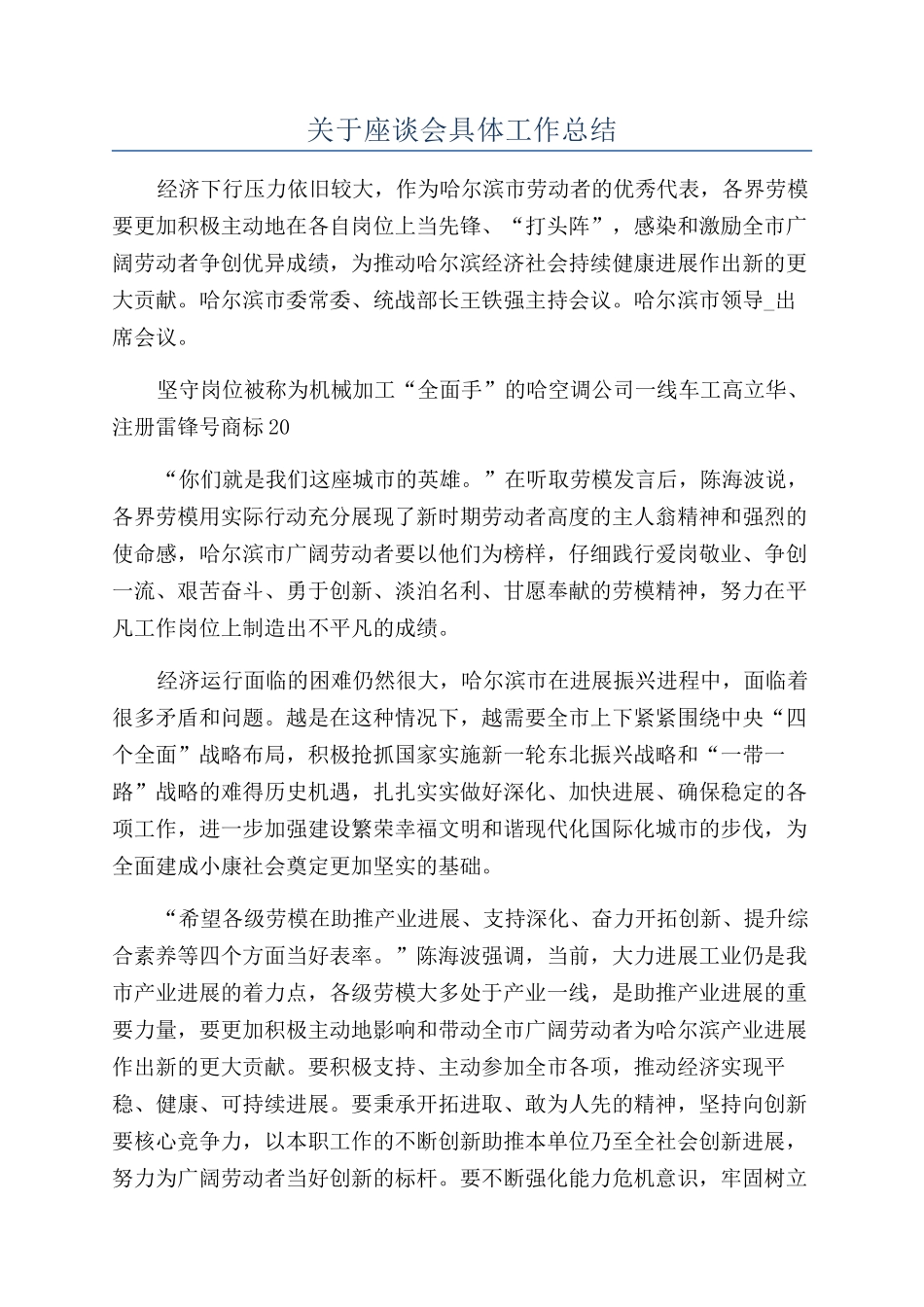 关于座谈会具体工作总结_第1页