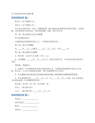 关于承包经营合同汇编6篇