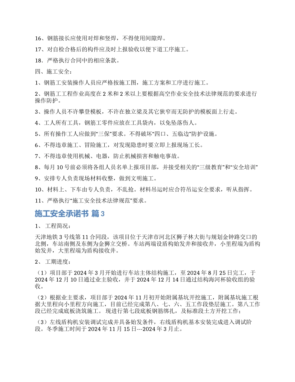 关于施工安全承诺书汇编九篇_第2页