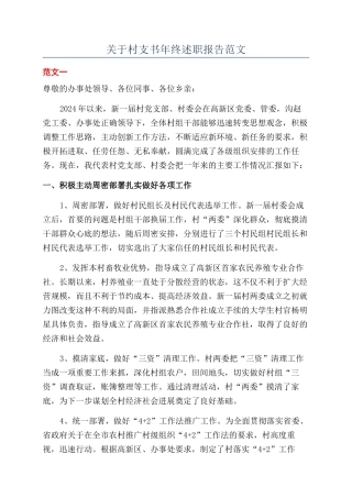 关于村支书年终述职报告范文