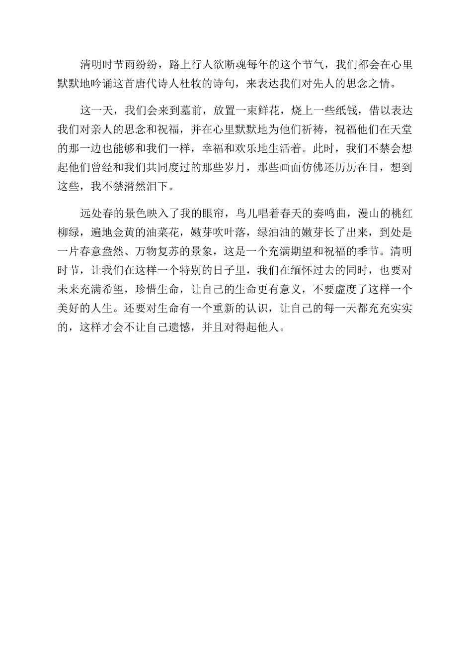 关于清明节的心得体会范文_第2页