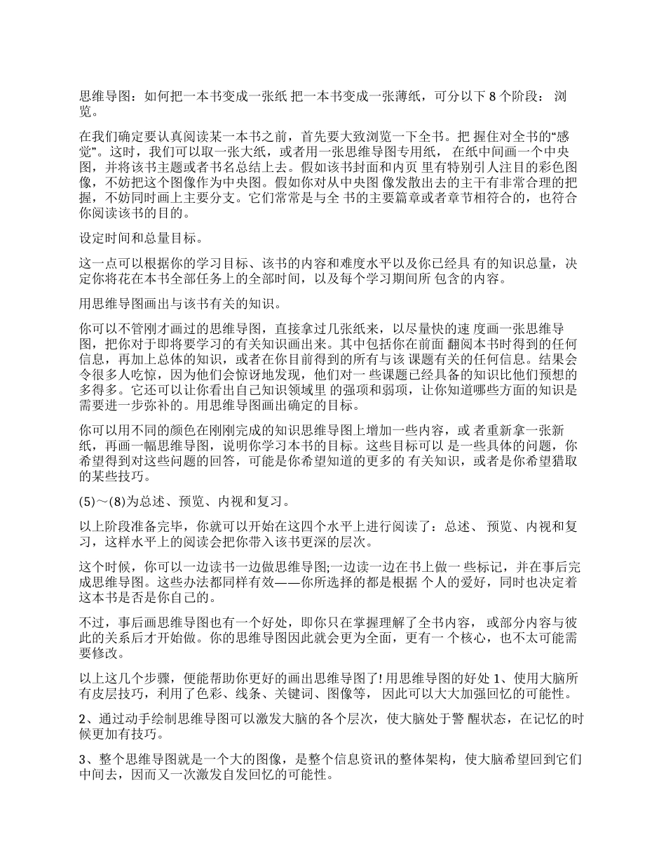关于纸的思维导图-思维导图如何把一本书变成一张纸的技巧_第1页