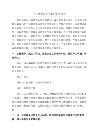 关于网络安全的自查报告