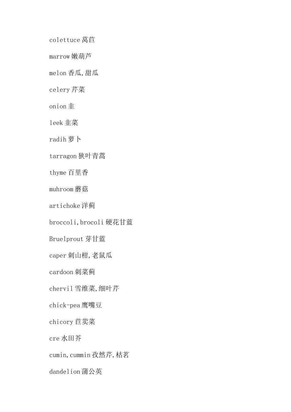 关于蔬菜的英文单词_第2页
