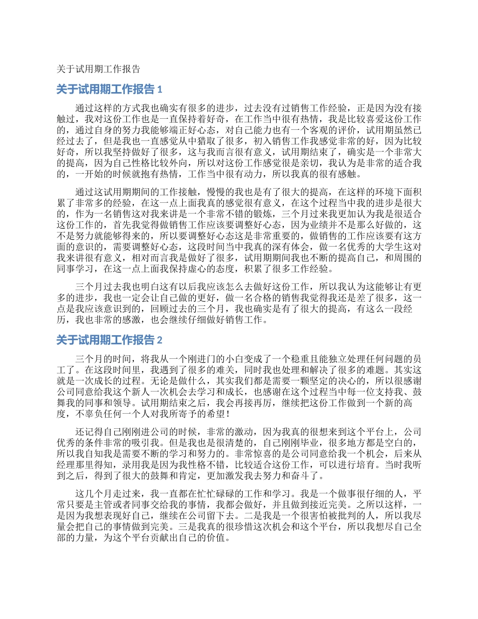 关于试用期工作报告_第1页
