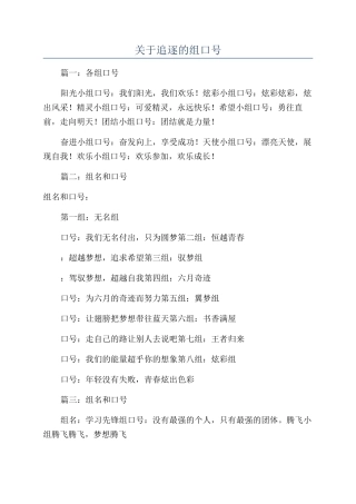 关于追逐的组口号