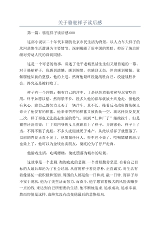 关于骆驼祥子读后感