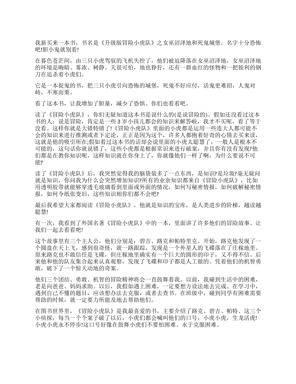 冒险小虎队读后感300字5篇_第1页