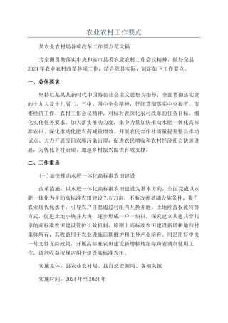 农业农村工作要点