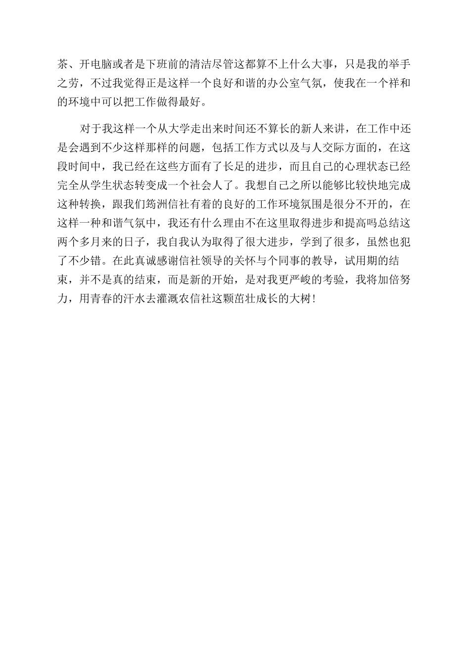 农信社银行柜员试用期工作总结范文_第2页
