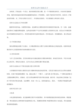 农村万元冷门创业点子