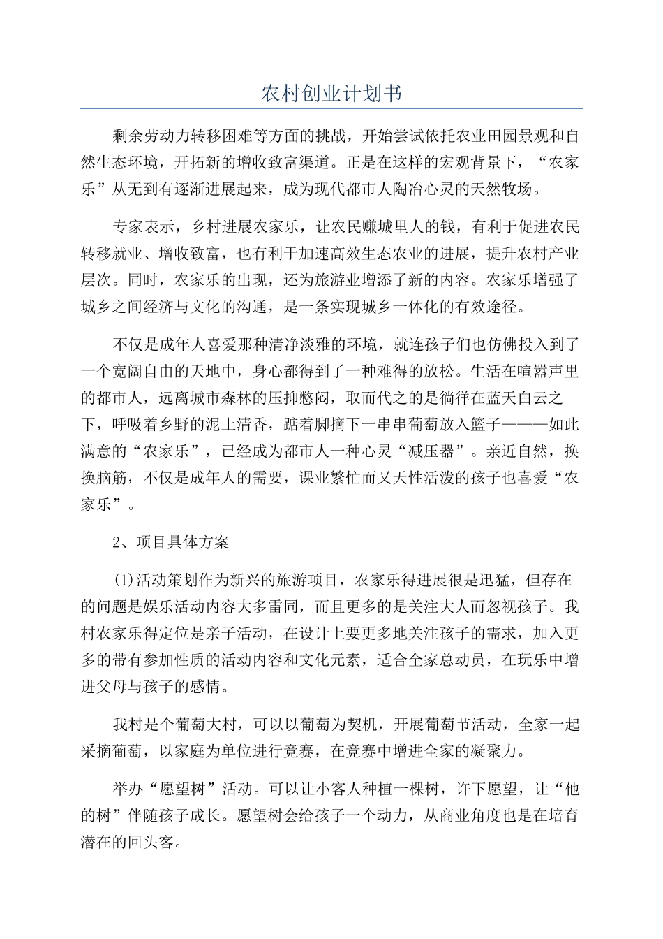 农村创业计划书_第1页