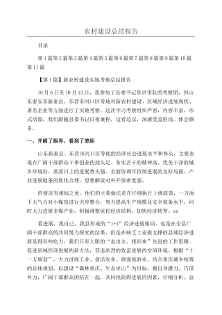 农村建设总结报告