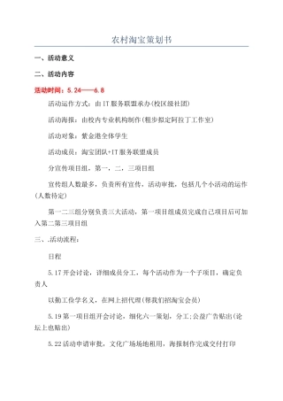 农村淘宝策划书