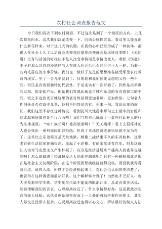 农村社会调查报告范文
