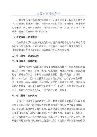 农民自查报告范文