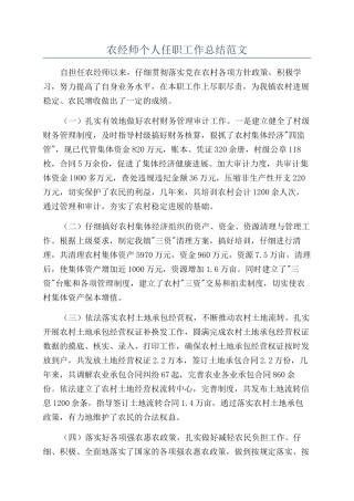 农经师个人任职工作总结范文