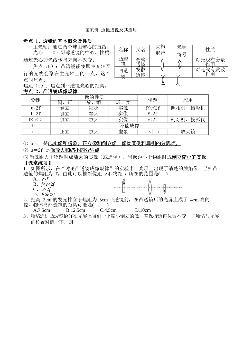 凸透镜成像及其应用-_第1页