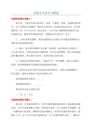 出游安全责任书精选