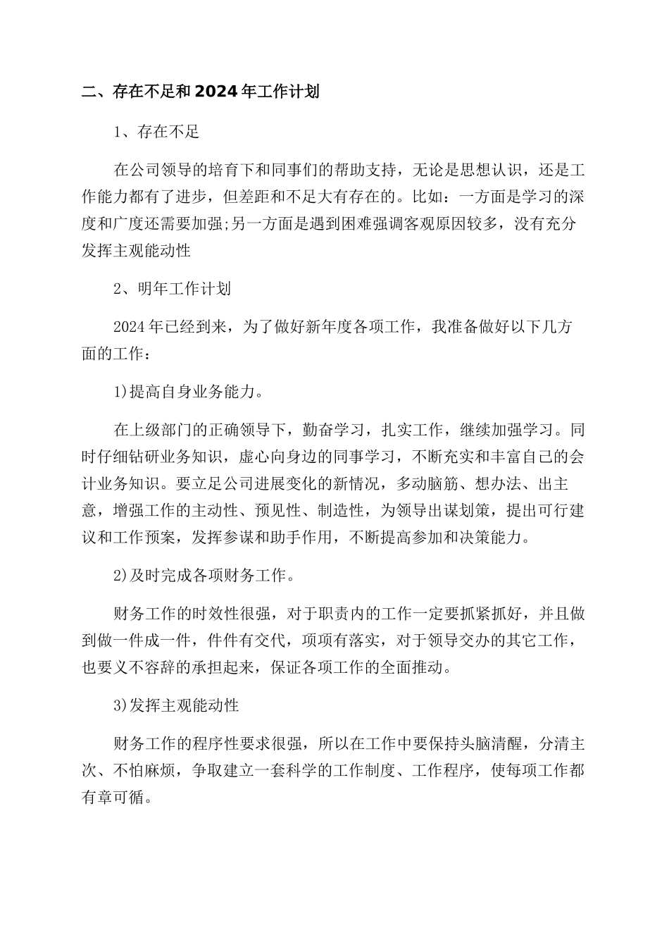 出纳个人年终工作总结范文及2024工作计划范文2024_第2页