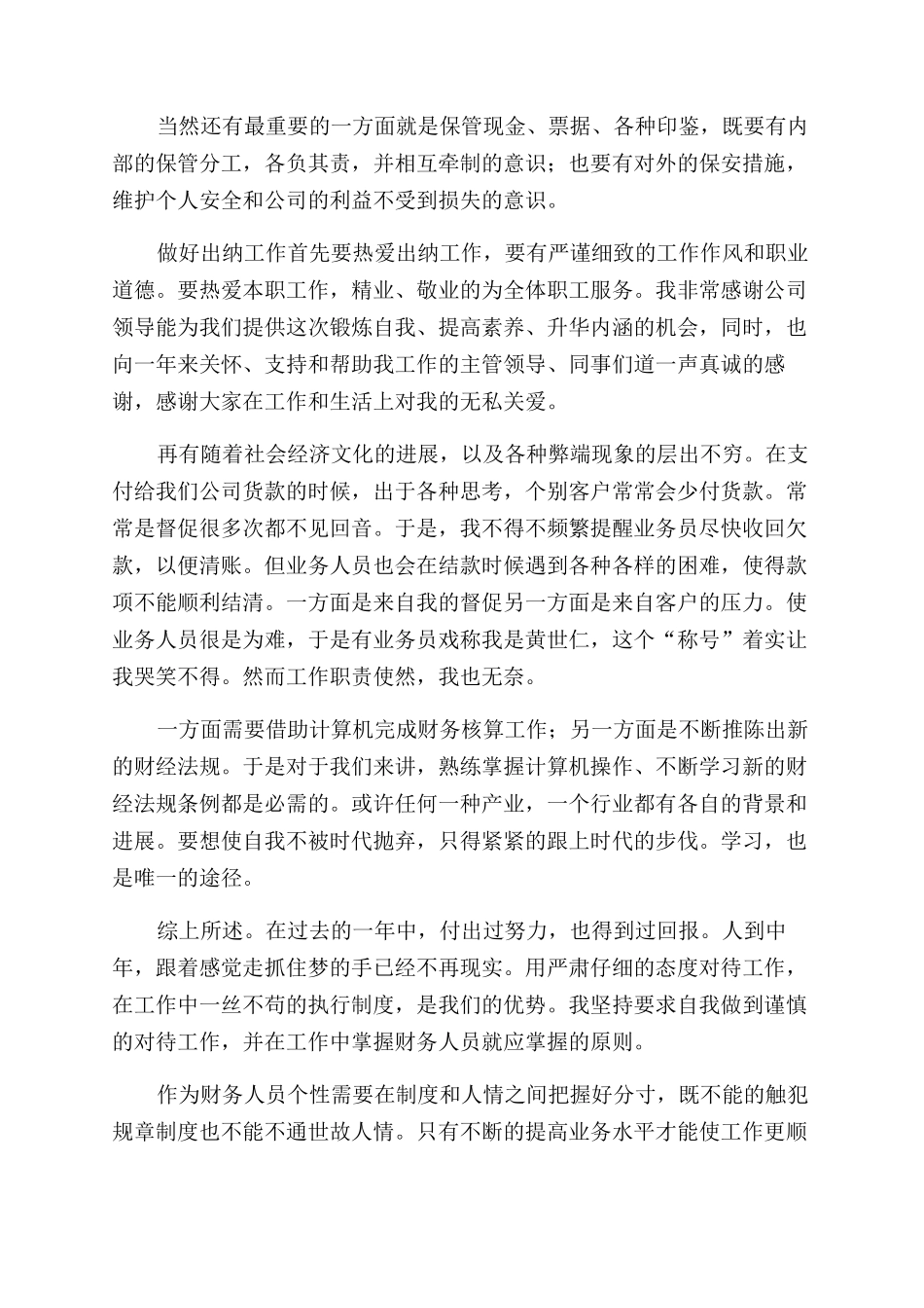 出纳个人年终工作总结范文_第2页