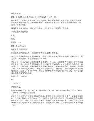 分公司员工辞职报告