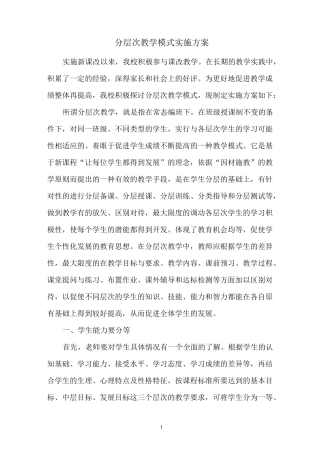分层次教学模式实施方案