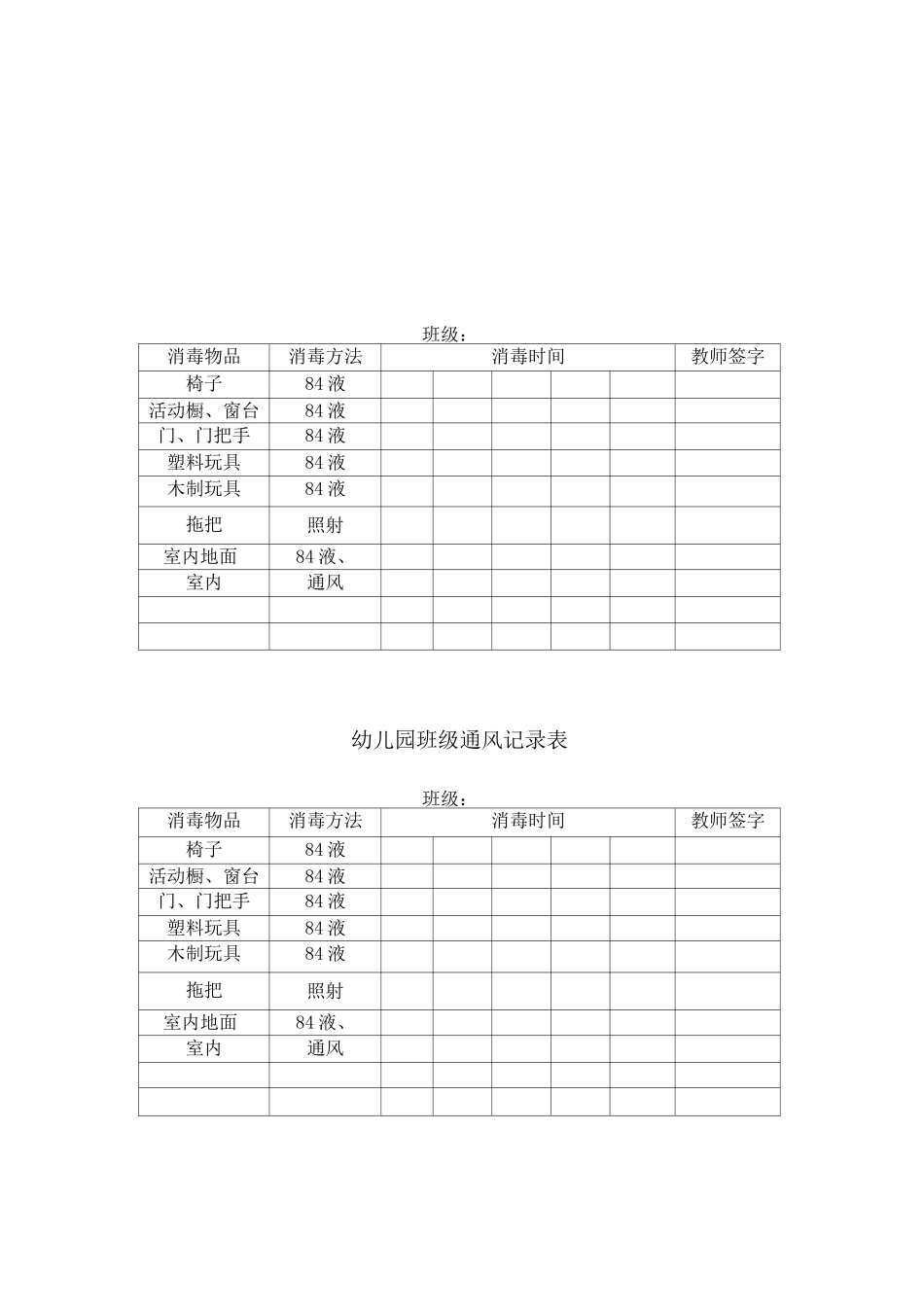 幼儿园班级通风记录表_第3页