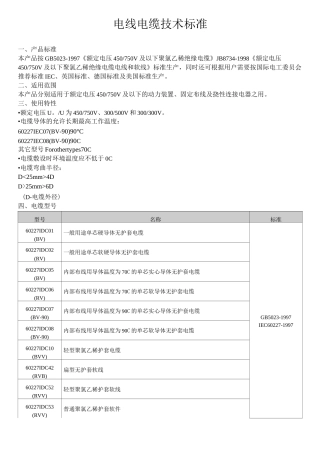 电线电缆技术标准