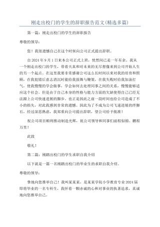 刚走出校门的学生的辞职报告范文