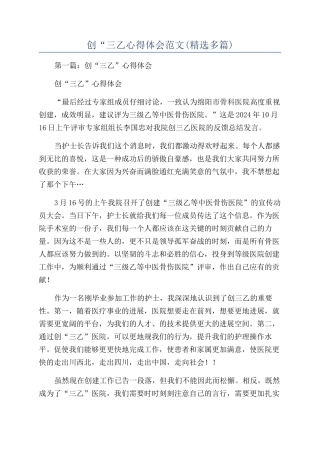 创“三乙心得体会范文