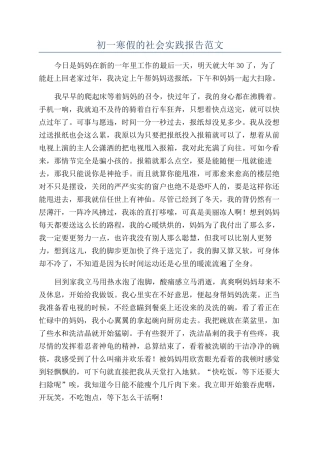 初一寒假的社会实践报告范文