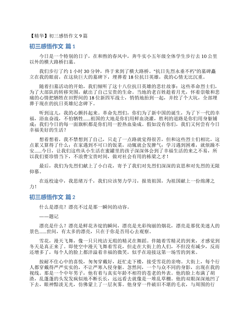 初三感悟作文9篇_第1页