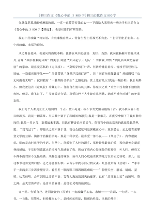 初三的我作文800字