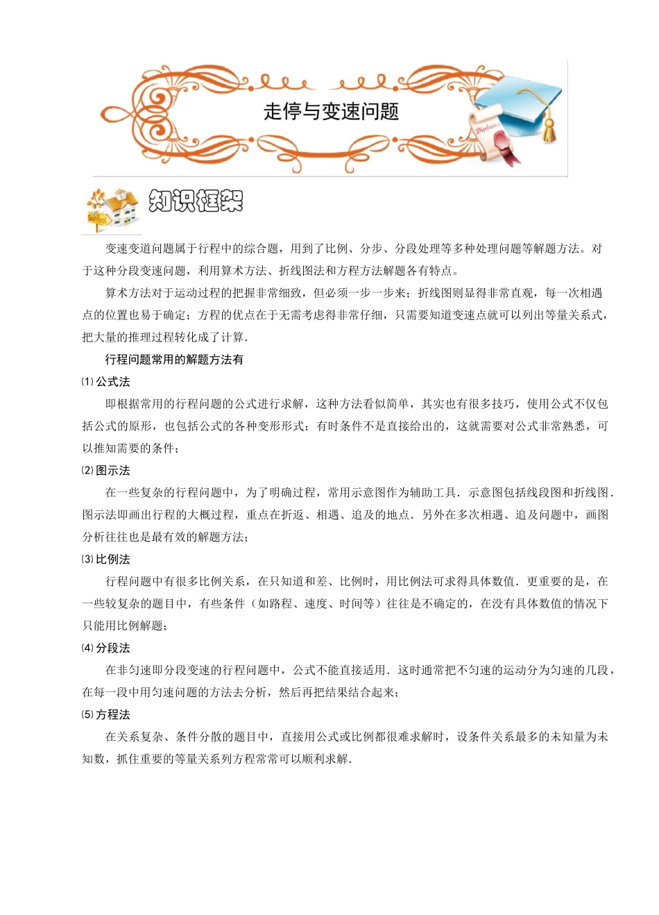 六年级下册数学讲义-奥数讲与练：行程.走停、变速问题(ABC级)-全国通用_第1页