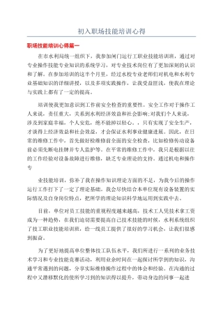 初入职场技能培训心得