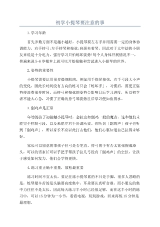 初学小提琴要注意的事