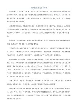 初级职称评定工作总结