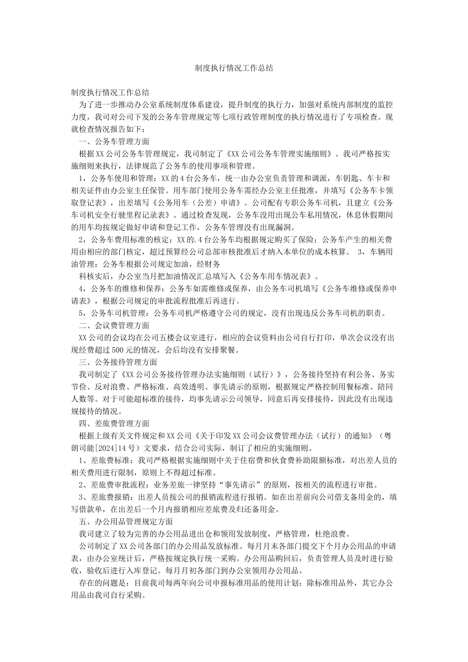 制度执行情况工作总结_第1页