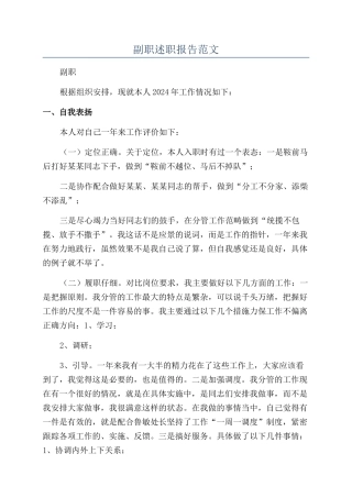 副职述职报告范文