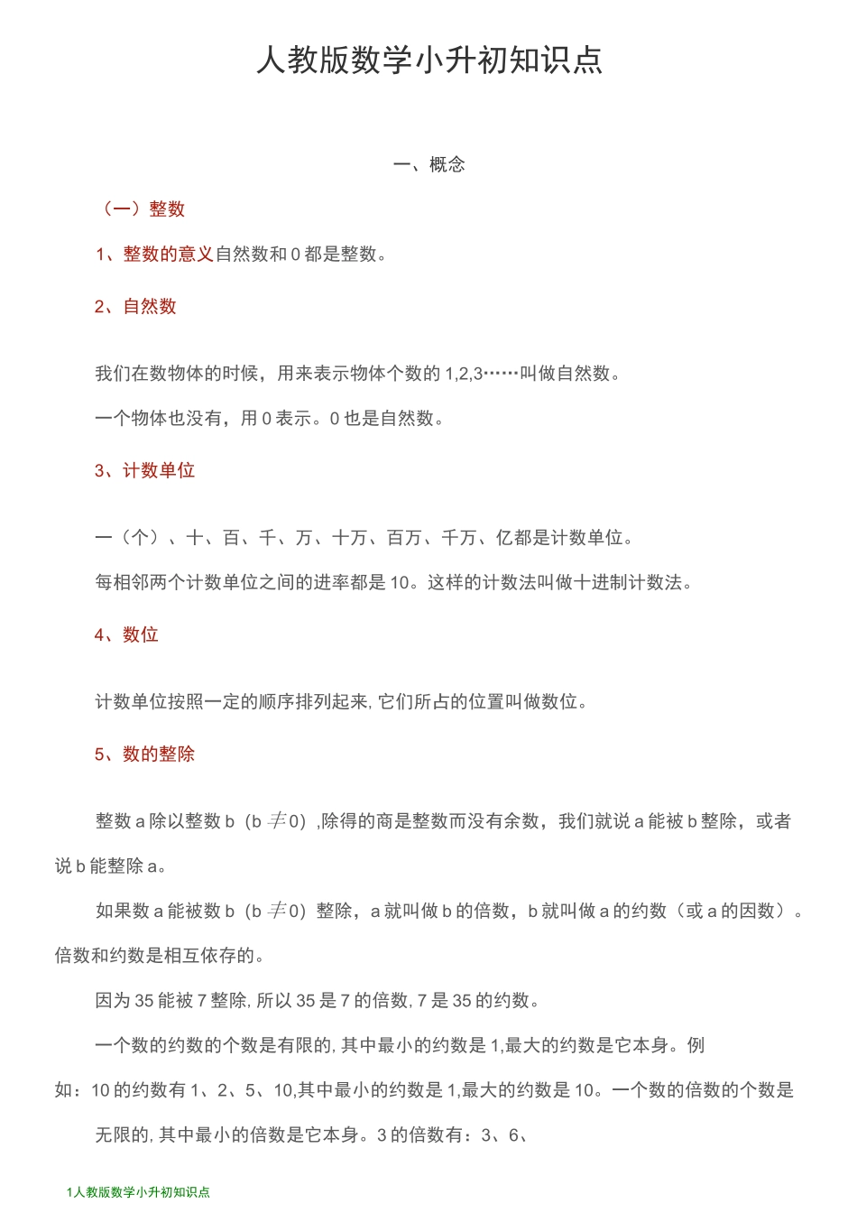小学升初中数学知识点_第1页