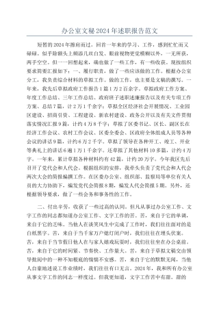 办公室文秘2024年述职报告范文