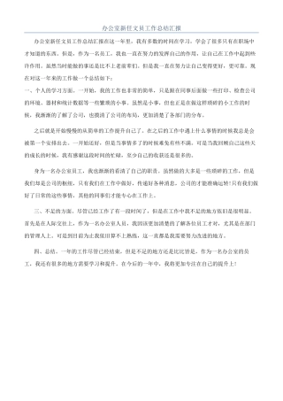 办公室新任文员工作总结汇报