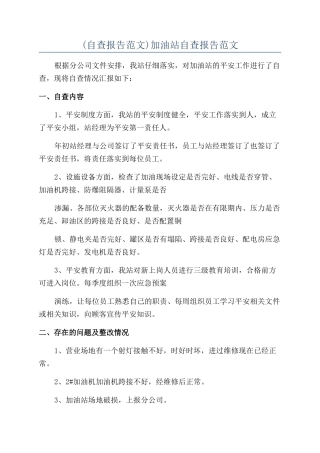 加油站自查报告范文