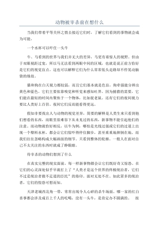 动物被宰杀前在想什么