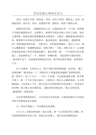 劳动实践心得体会范文