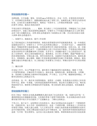 劳动的自我评价